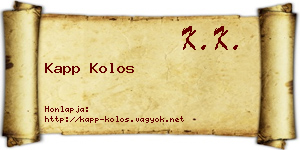 Kapp Kolos névjegykártya